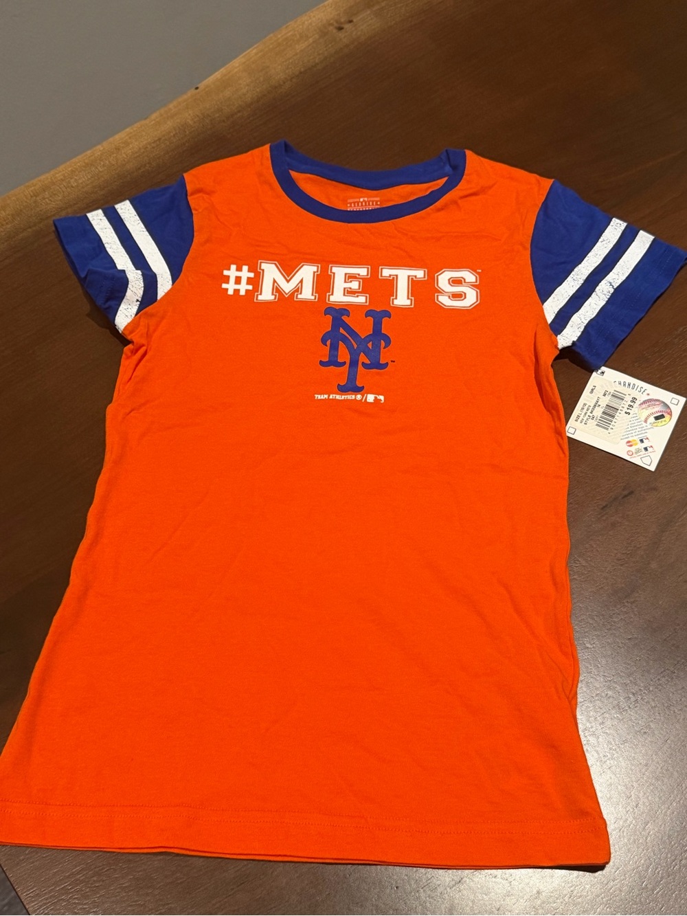 NWT Sz 10-12 kids New York Mets Girls' Orange & Blue Team Tee